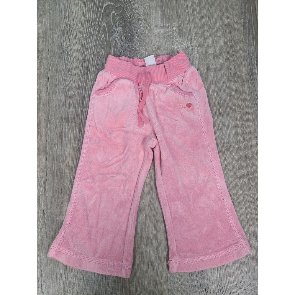 Y2K Baby Gap 12-18 Months Velour Tracksuit Pants Pink‎ Soft Flare Leg Stretchy